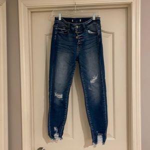 Kancan button fly high rise skinny jean